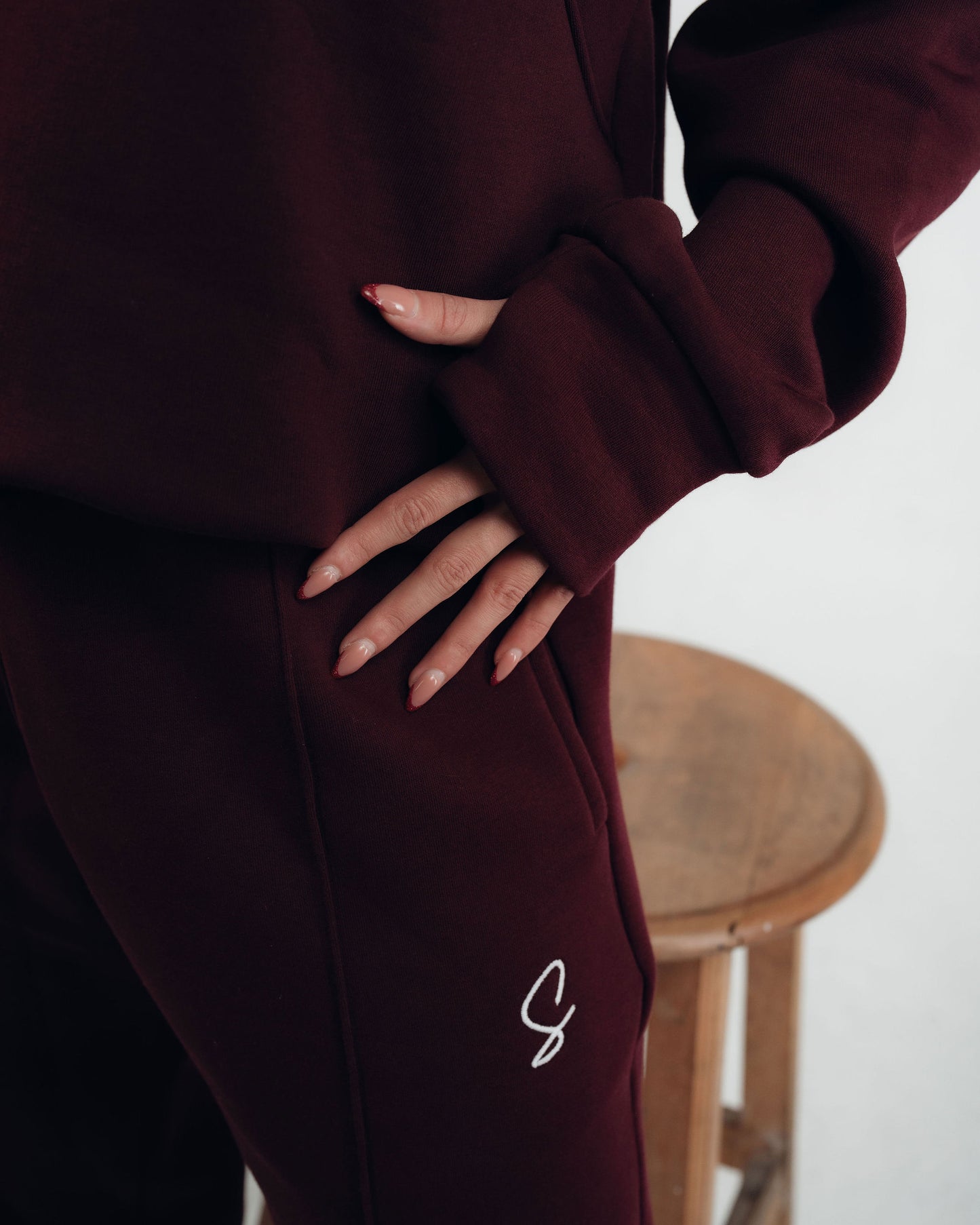 OVER-SIZED SWEATSHIRT HALF ZIPPER ( Burgundy )