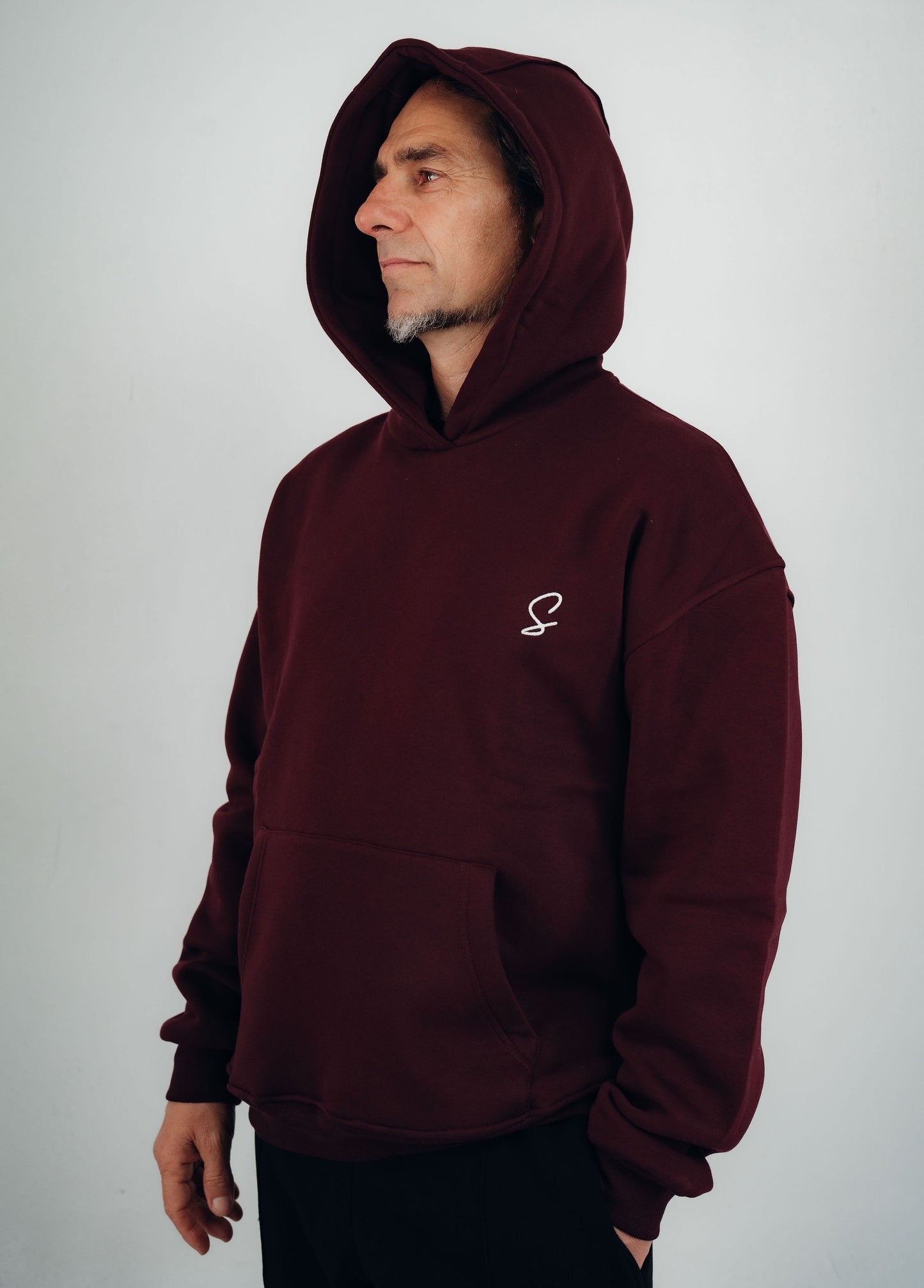 OVER-SIZED HOODIE ( Burgundy )