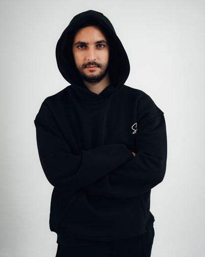 OVER-SIZED HOODIE ( BLACK )